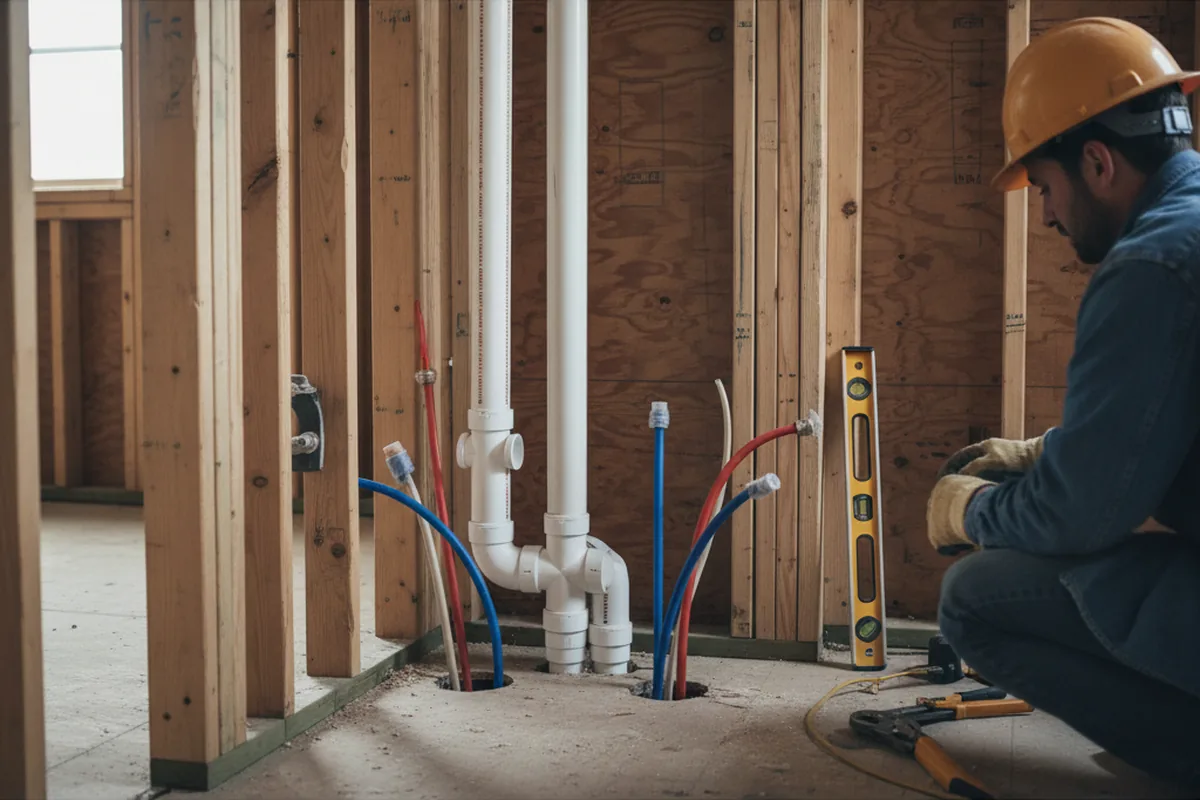 Drain and supply rough-in during Leak Detection in Hamlet